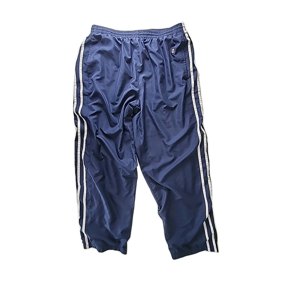 VTG Jerzees Mens Activewear Navy w/White Stripes Baggy Track Pants Y2K Blokecore